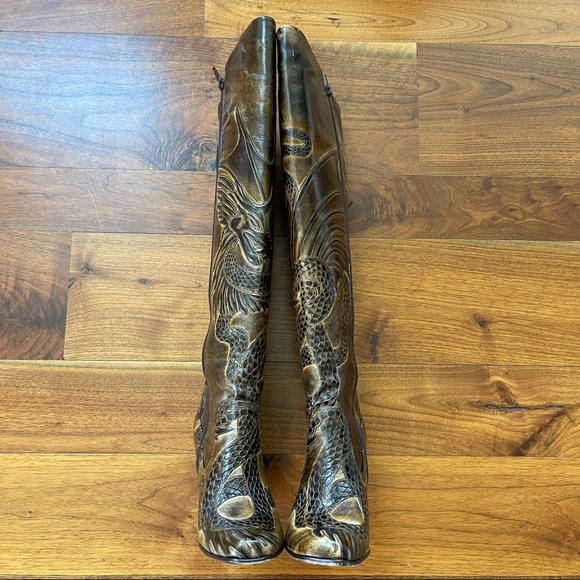 Bølo Venera Artisan Dark Brown Leather Boots Size US 6/ Euro 36.5 - Picture 10 of 16